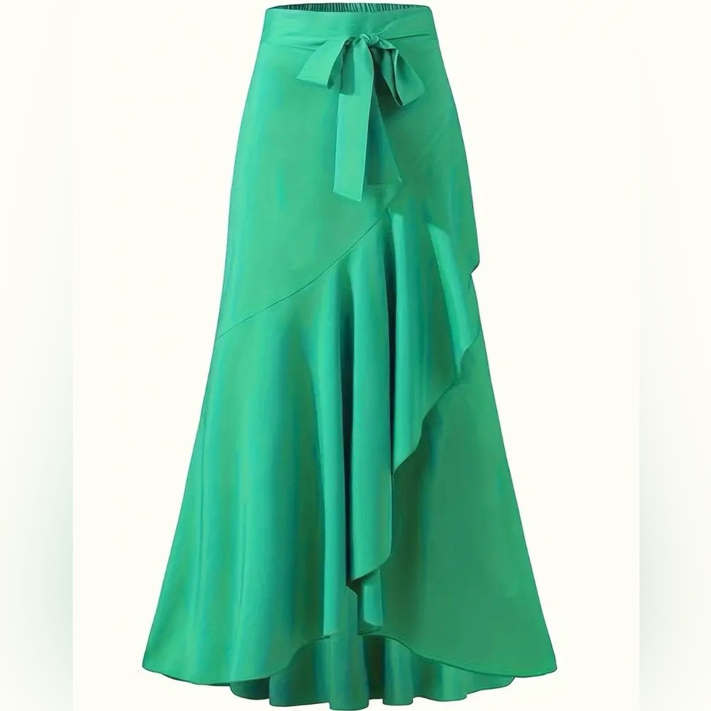 NEW| Mermaid Belted Trim Ruffled Panel Hem Skirt - Picture 7 of 11